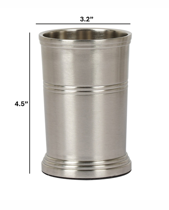 Stainless Steel Bathroom Tumbler Cup | Decorative Rinse Cup,Drinking Glass,Toothbrush & Makeup Brush Holder for Vanity Countertops,Sink & Desk | Brushed Pewter