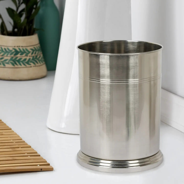 Small Stainless Steel Wastebasket 7 Qt | Durable Bathroom Dustbin