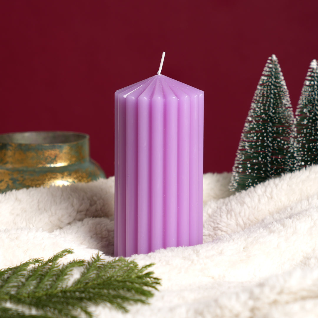 Ribbed Pillar Candle (Non-Scented) | 6.5 Inch