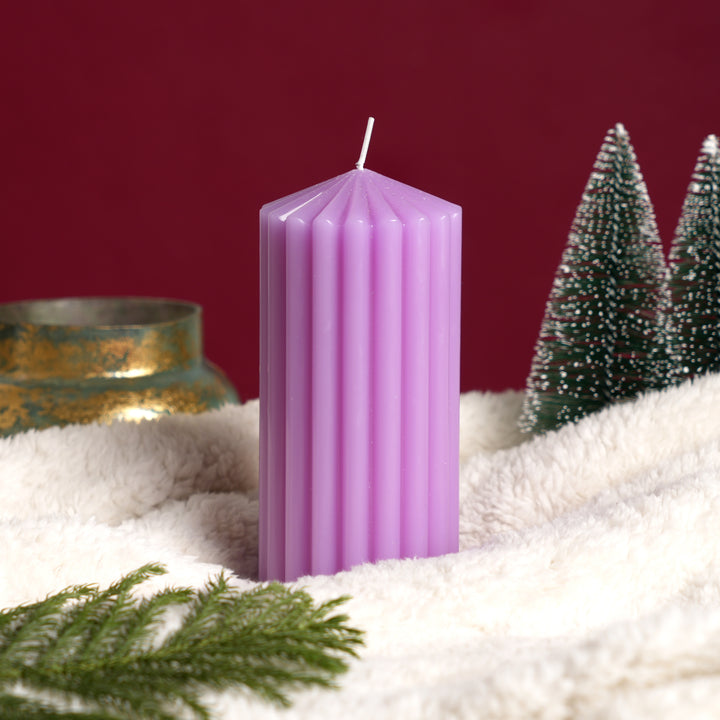 Ribbed Pillar Candle (Non-Scented) | 6.5 Inch