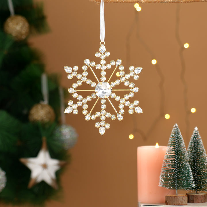 Silver Beaded Snowflake | Christmas Hanging Ornament