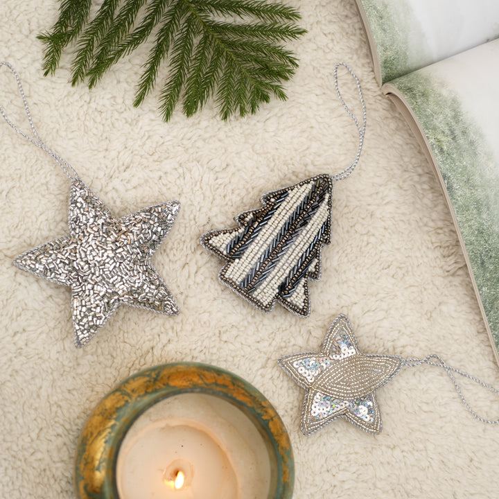 Decorative Hanging Star Ornament | Silver | Holiday Décor