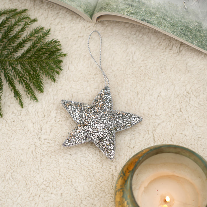 Decorative Hanging Star Ornament | Silver | Holiday Décor