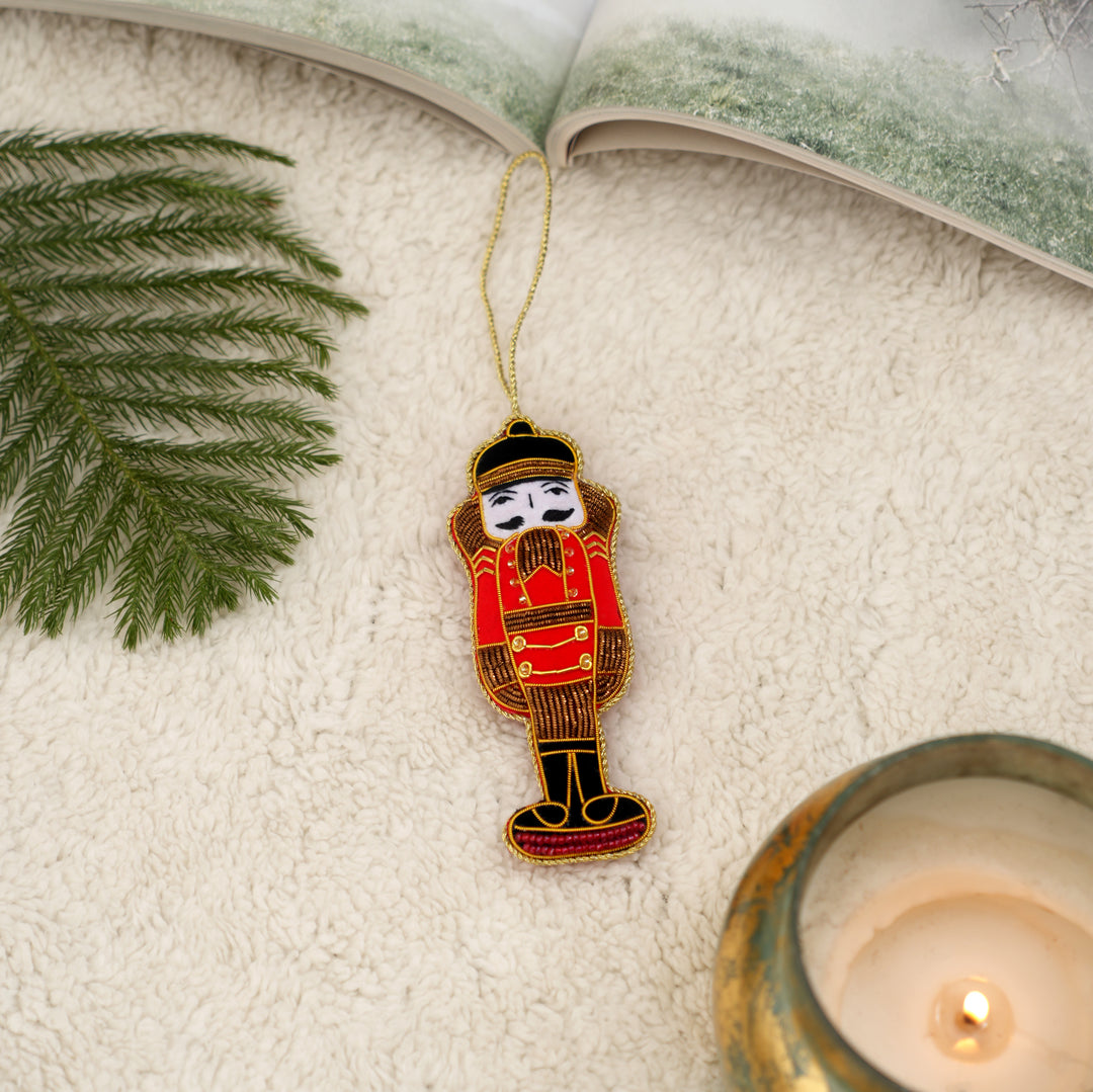 Decorative Hanging Nutcracker Ornament | Green-Red