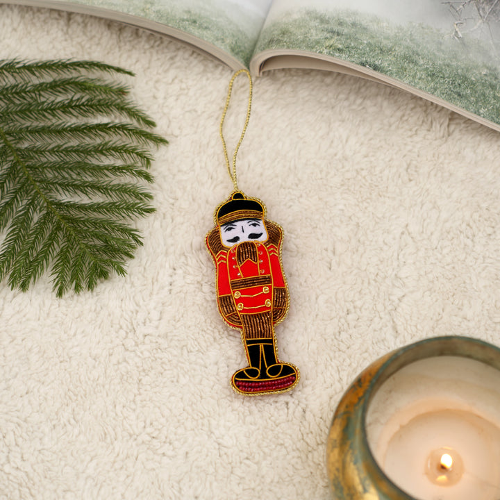 Decorative Hanging Nutcracker Ornament | Green-Red