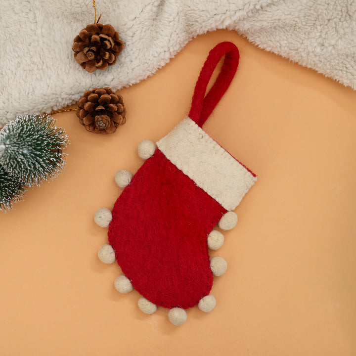 Mini Christmas Stocking Decor | Felt Holiday Hanging Ornament