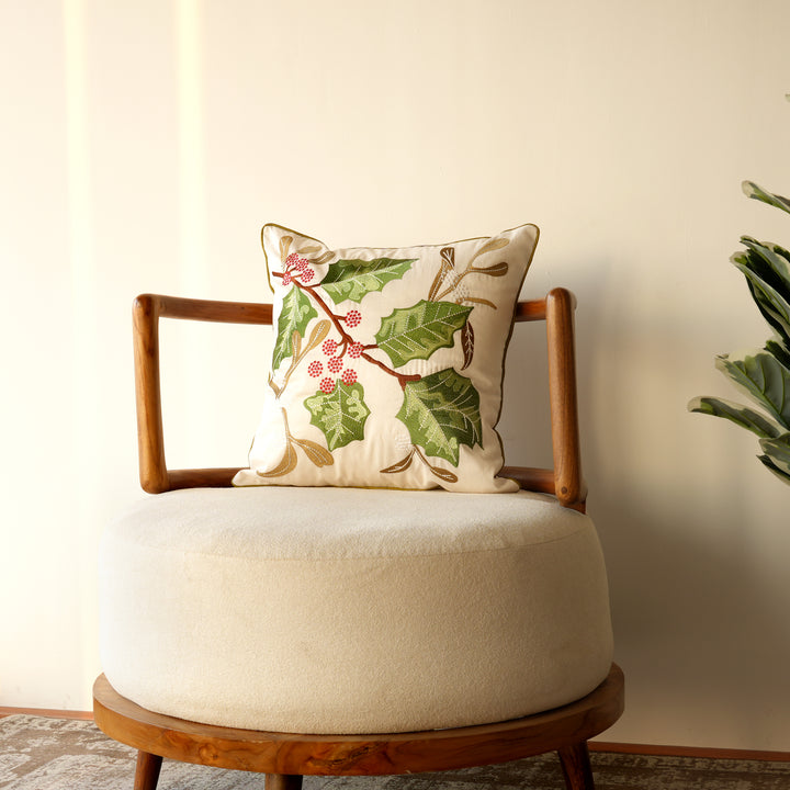 Decorative Pillow | Cotton Slub Decorative Pillow with Embroidery | 18x18"
