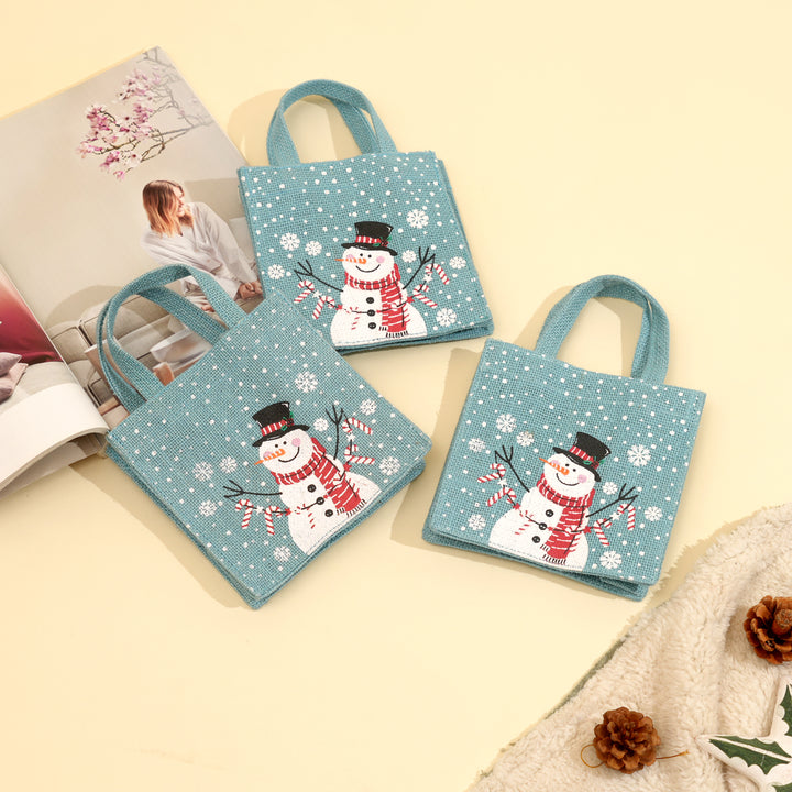Christmas Gift Bag | Laminated Printed Gift Bag | Ice Blue | 6x6x4" Set of 3