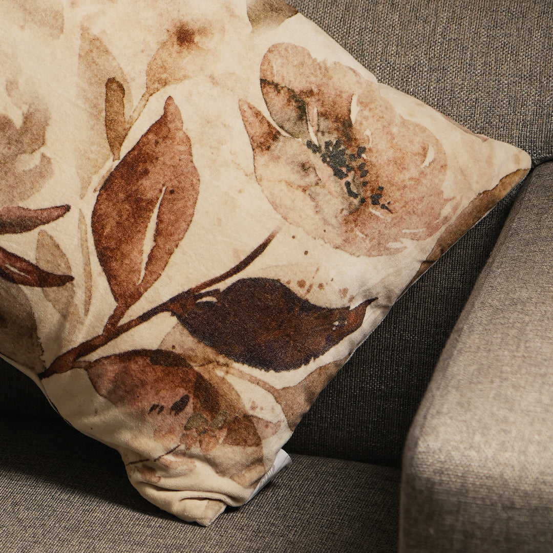 Velvet Printed Cushion (Brown)