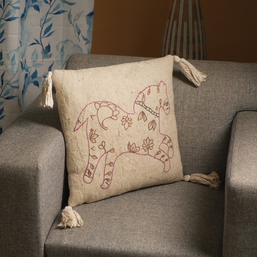 100% Wool Embroidery Cushion