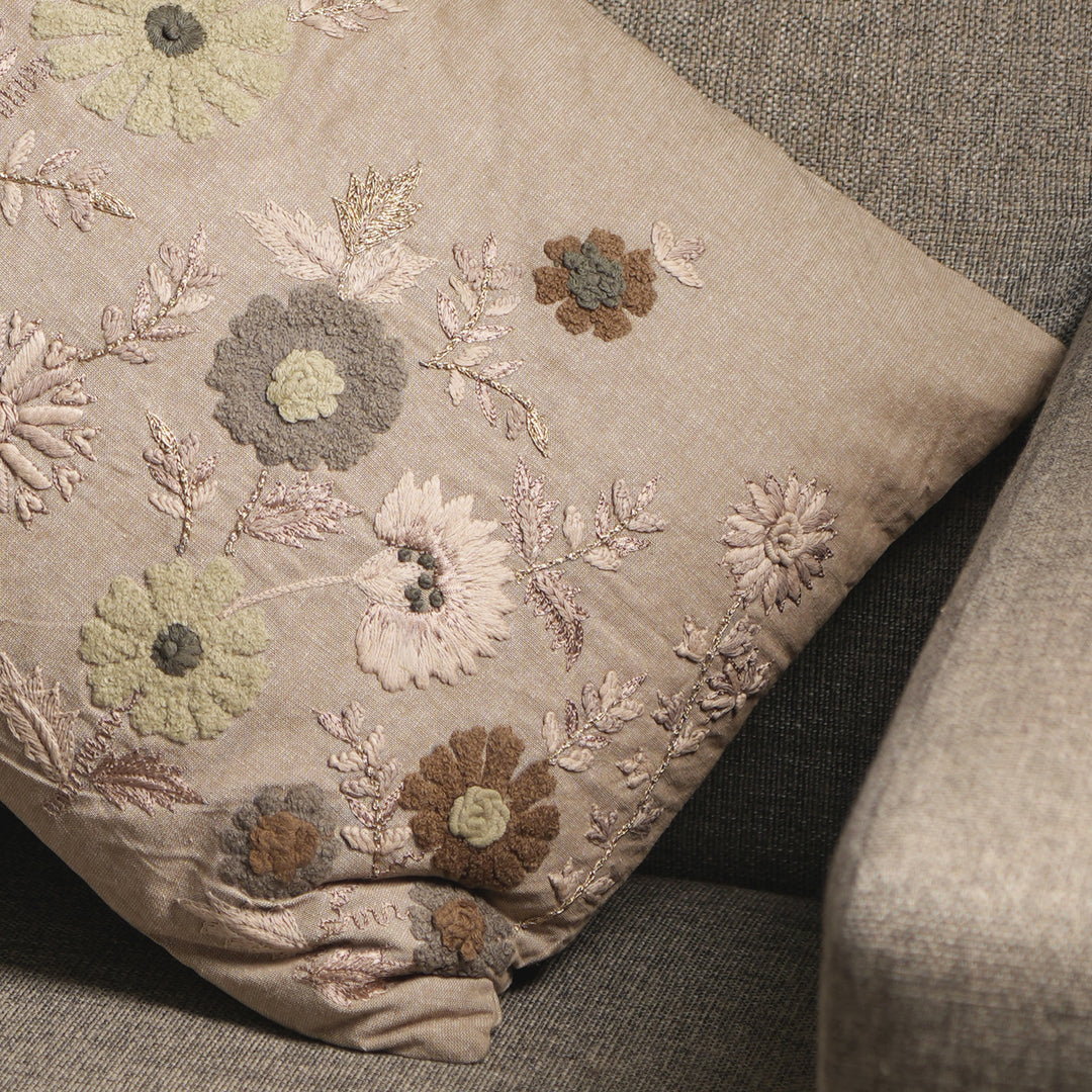 Linen Embroidery Lumbar Cushion