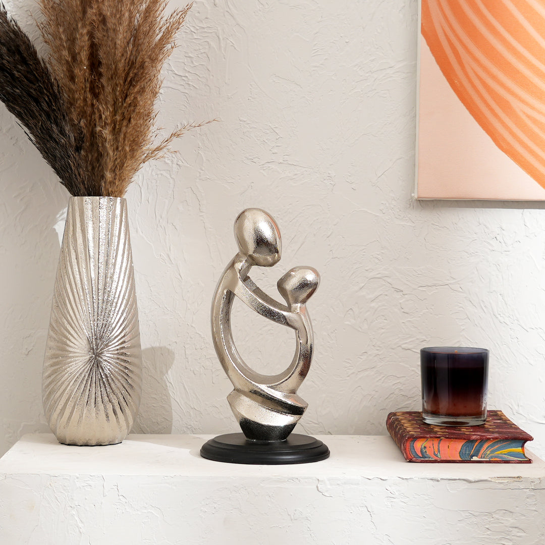 Embrace of Love Aluminum Figurine with Nickel Finish & Black Base-5.75x5.75x11"