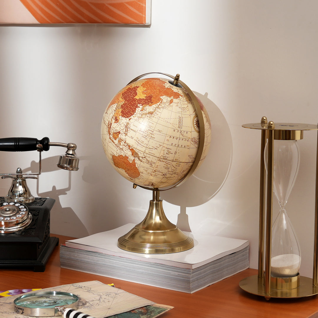Tabletop Decorative Globe on Metal Base-13"