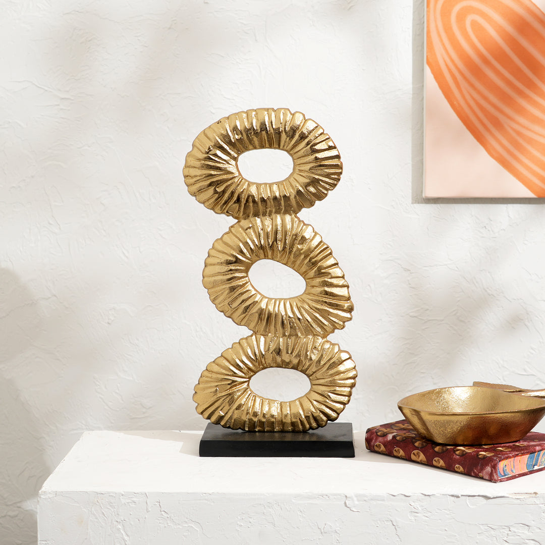 Decorative Abstract  Sculptures – Set of 2 Modern Gold & Nickel Polished Table Accents