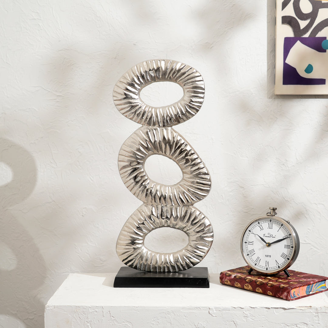 Decorative Abstract  Sculptures – Set of 2 Modern Gold & Nickel Polished Table Accents