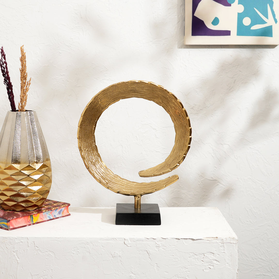 Dual Harmony Rings Sculpture – Set of 2 Modern Aluminum Art Pieces - 14"x4.5"x18"