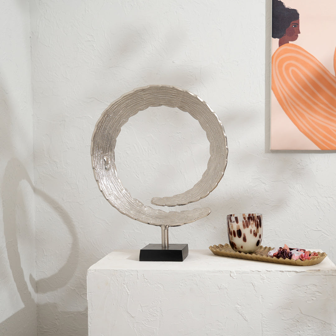 Dual Harmony Rings Sculpture – Set of 2 Modern Aluminum Art Pieces - 14"x4.5"x18"