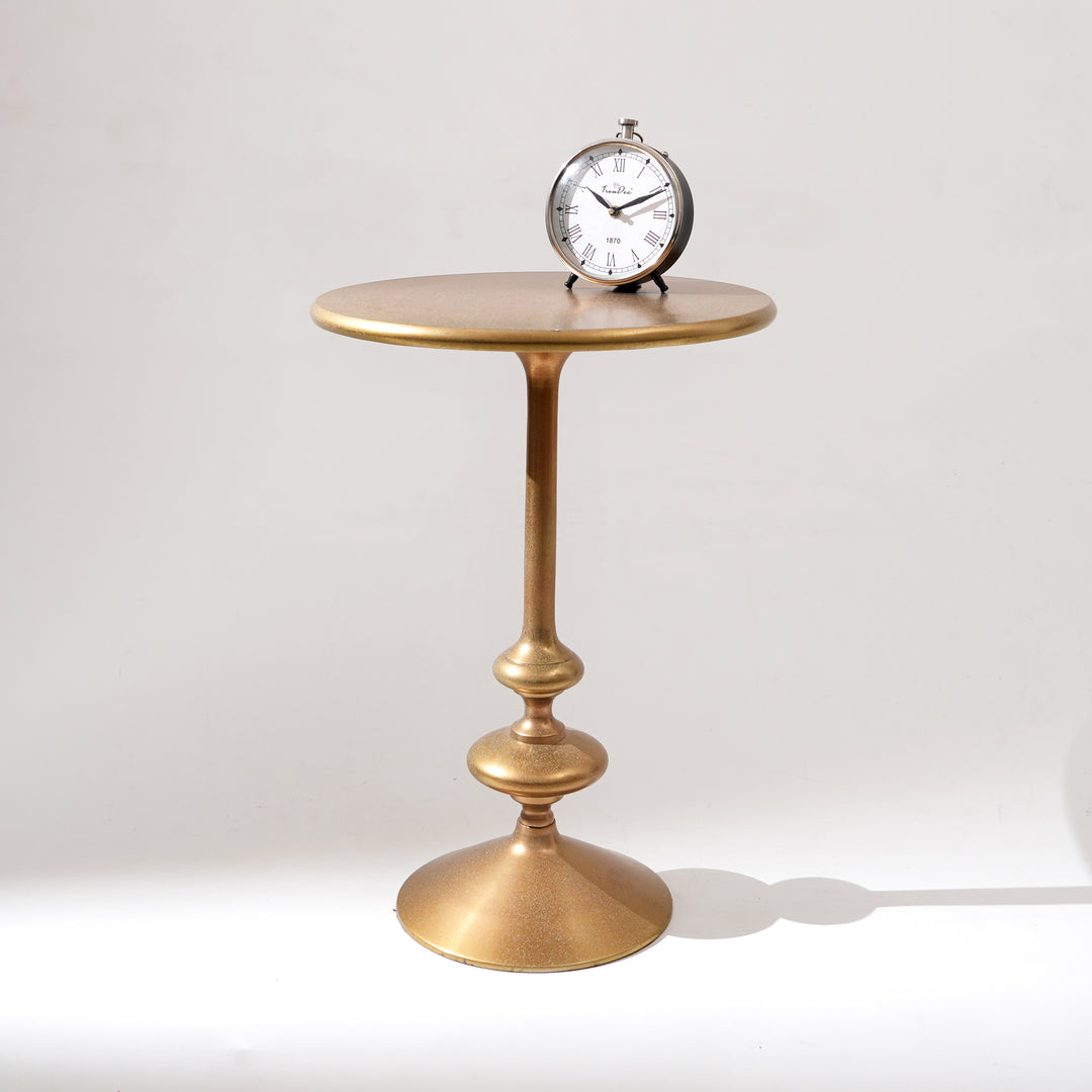 Decorative Gold Polished Aluminum Compact Round Side Table – 16X16X22"