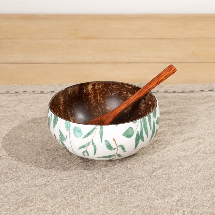 Handcrafted Coconut Shell Enamel Bowl | Sustainable Decor & Serving Dish