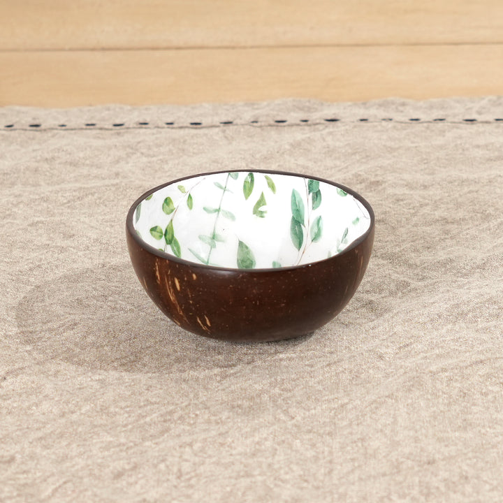 Coconut Shell Ceramic Bowl | Handcrafted Natural Elegance with Enamel Interior
