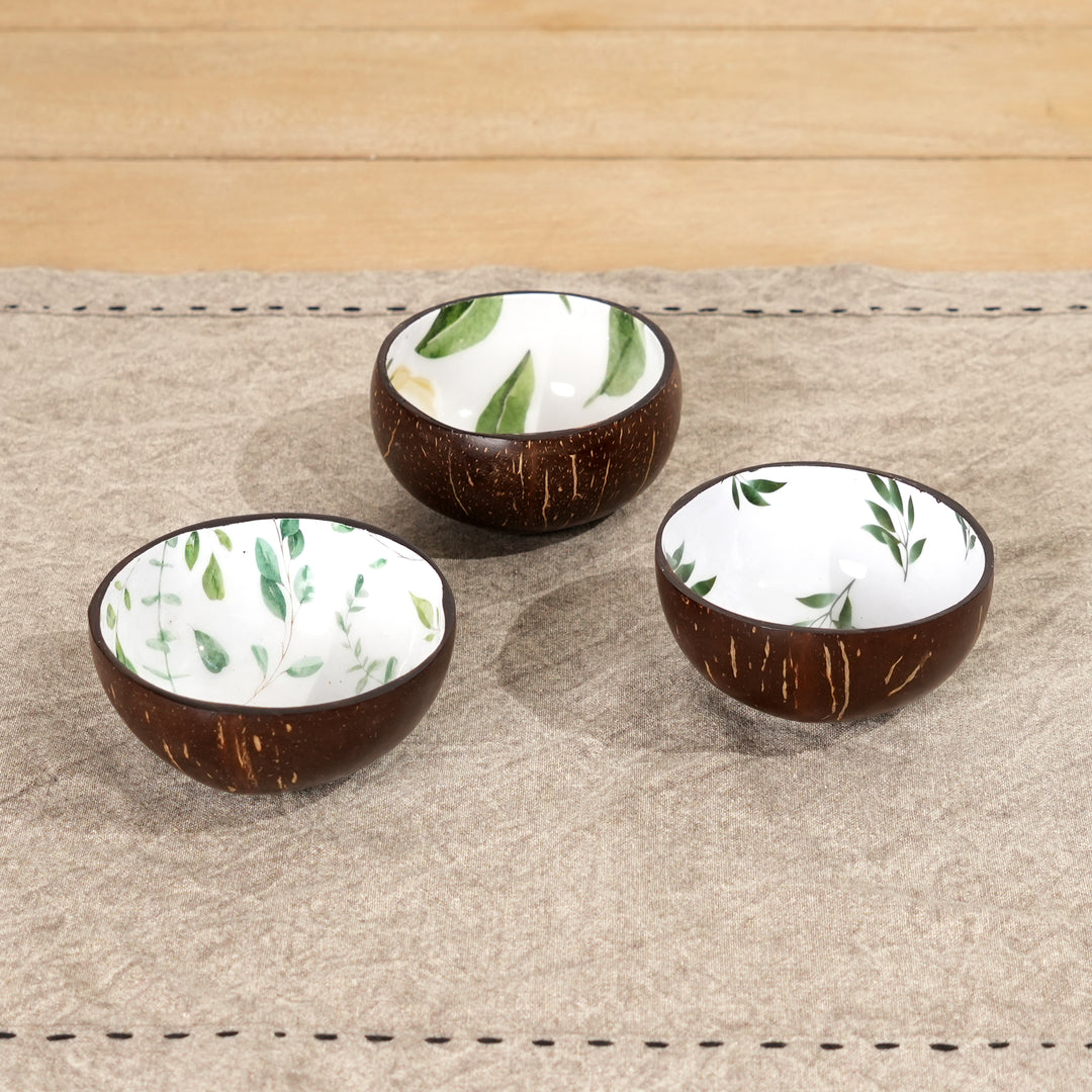 Coconut Shell Ceramic Bowl | Handcrafted Natural Elegance with Enamel Interior