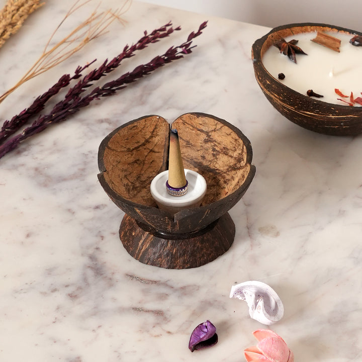 Coconut Shell Dhoop Stand | Natural Ecofriendly Incense Holder