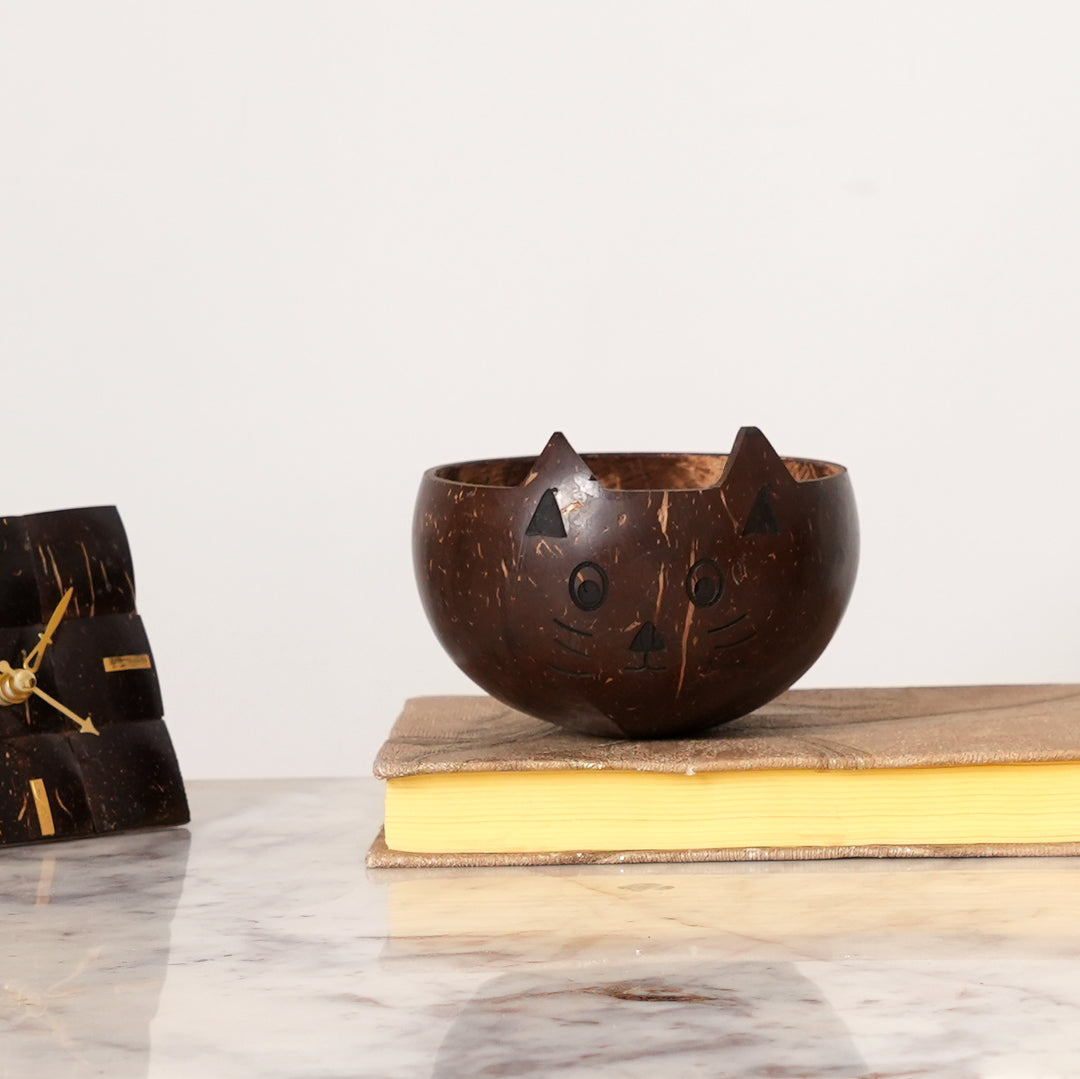 Ecofriendly Cat Bowl Made from Real Coconut Shell | Sustainable Pet Dining