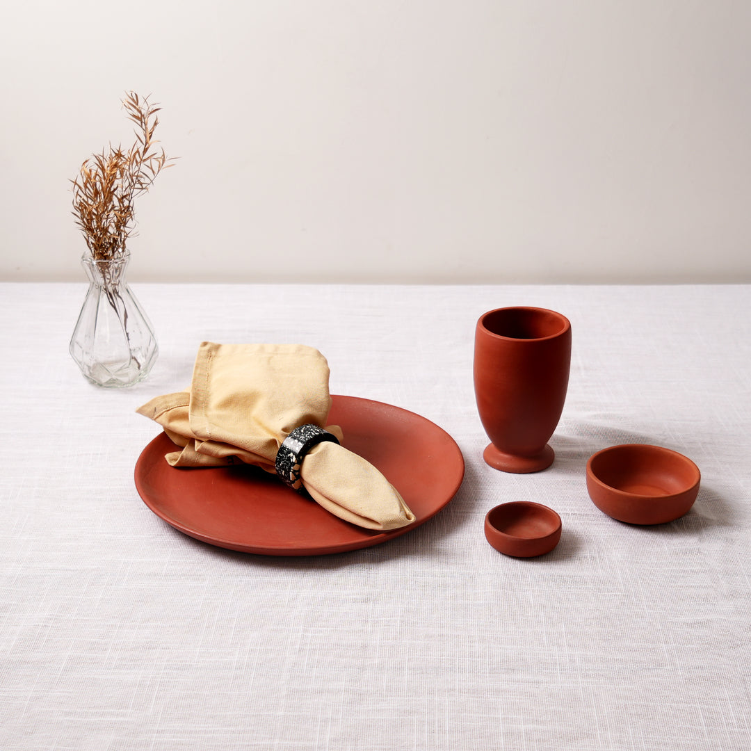 Traditional Clay Thali Set | Authentic Terracotta Indian Dining Collection