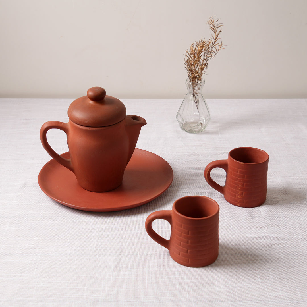 Clay Kettle Set with 2 Mugs | Rustic Charm Meets Modern Functionality