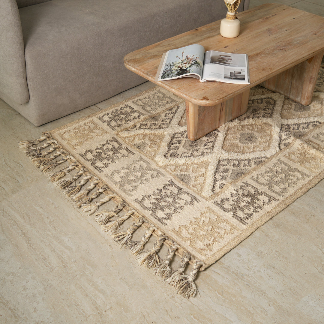 Handwoven Cotton Wool Rug | Soft & Natural Comfort for Every Room