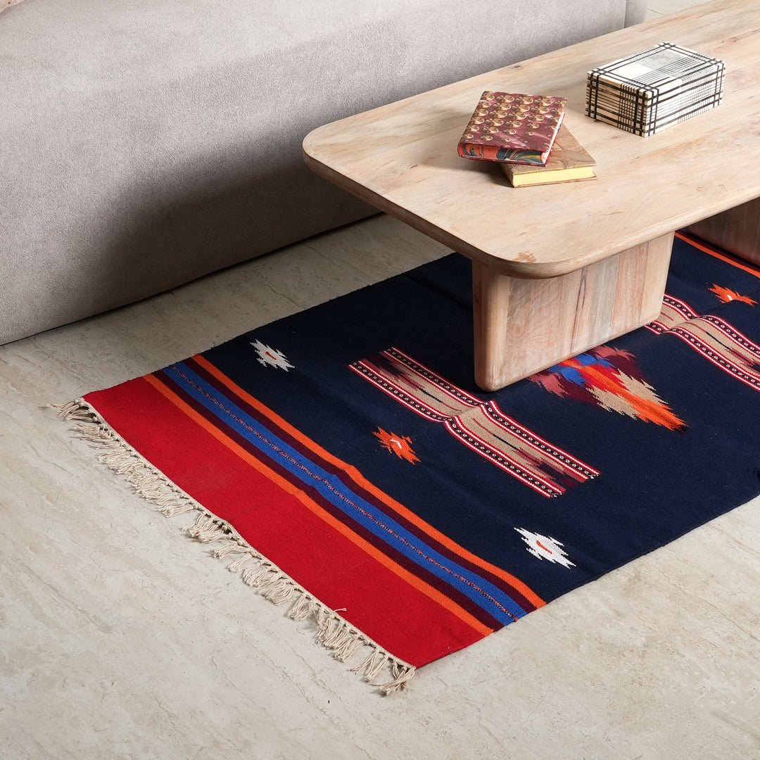 Gadpa Warangal Durry | Multicolor Handwoven Rug | 60x36"