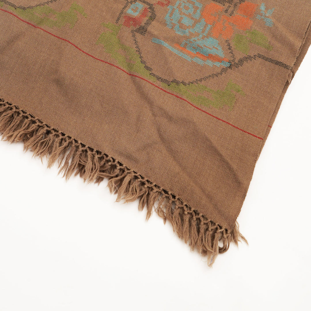Kullu Woolen Shawl in Light Brown Color, 84"x40.5"