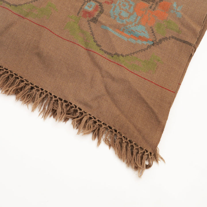 Kullu Woolen Shawl in Light Brown Color, 84"x40.5"