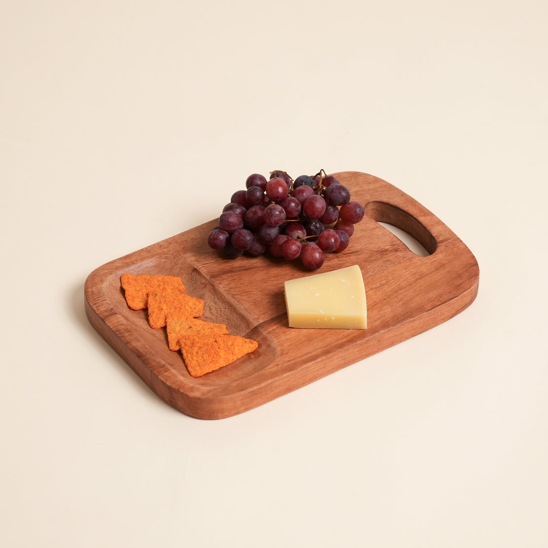 Handmade Acacia Wood Cutting Board with Handle, 7.75x12"