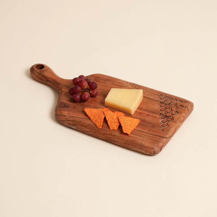 Acacia Wood Handcrafted Chopping Board with Handle, 6.75x14"