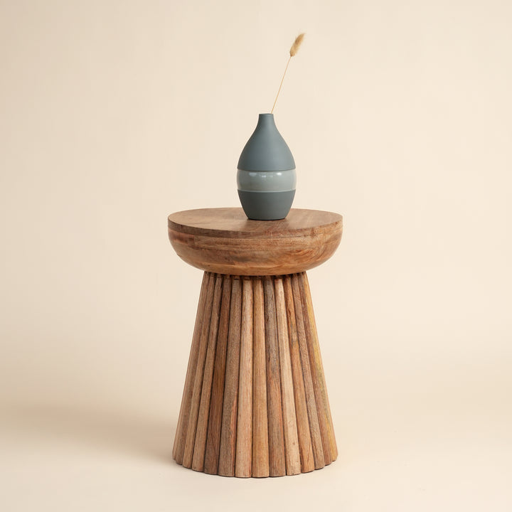 Hand Carved Mango Wood Accent Table Stool, 16x16x22"
