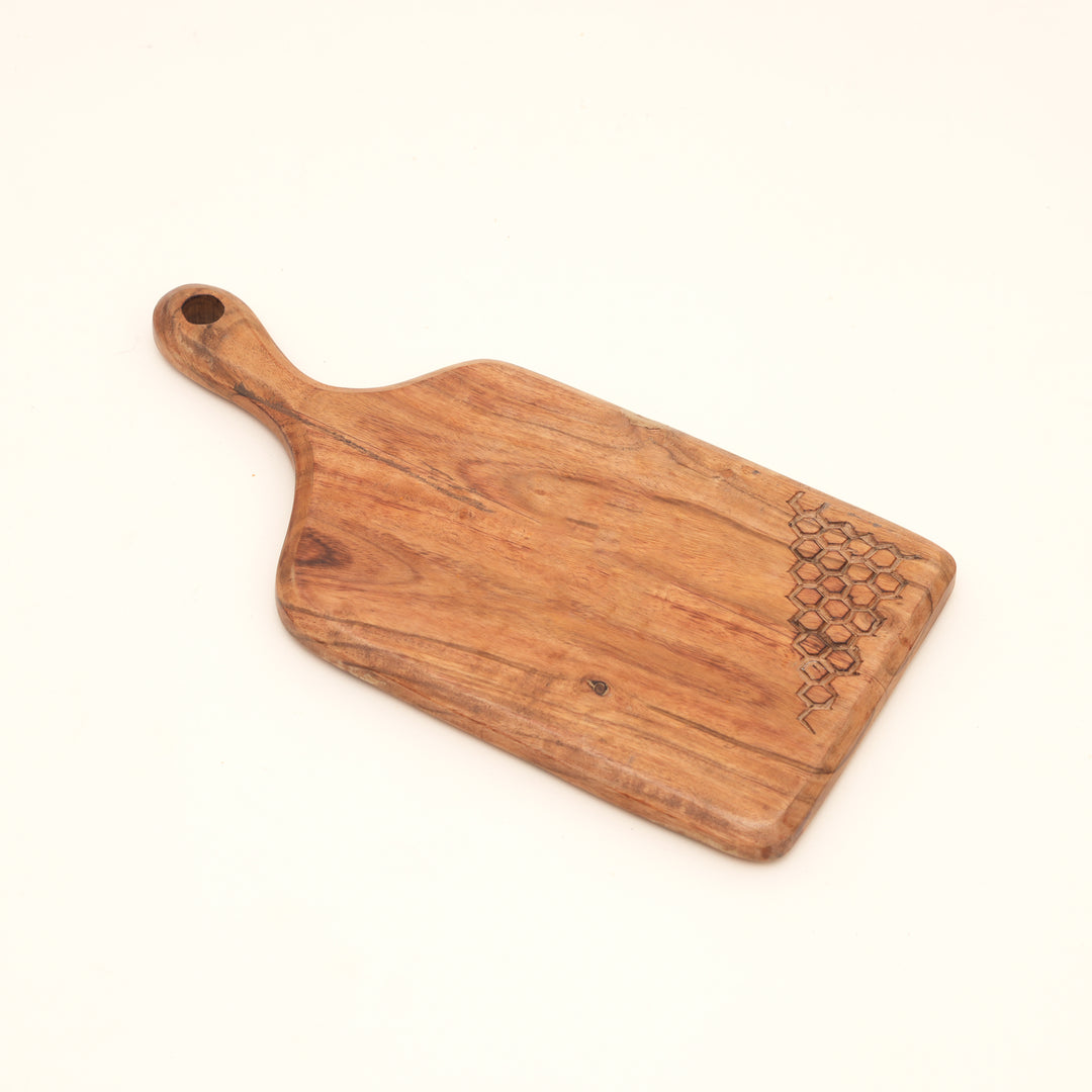 Acacia Wood Handcrafted Chopping Board with Handle, 6.75x14"