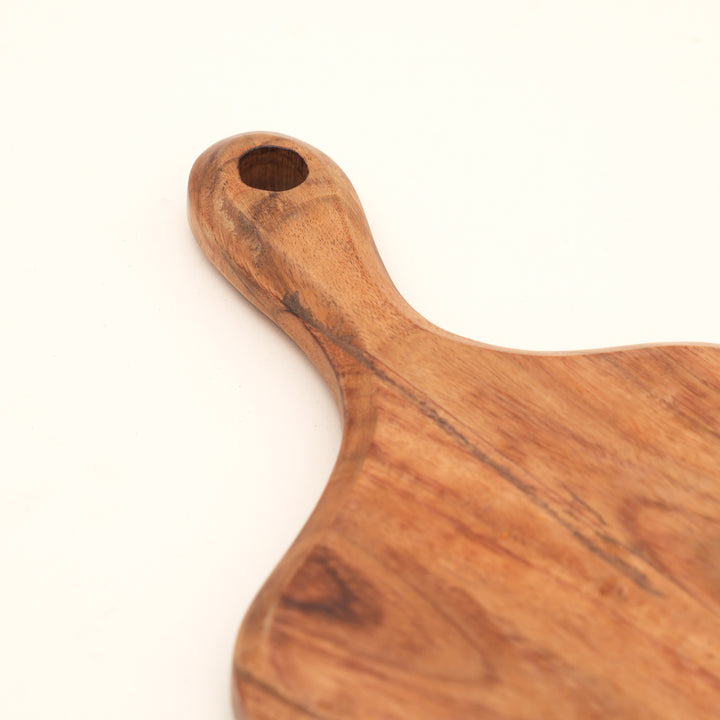 Acacia Wood Handcrafted Chopping Board with Handle, 6.75x14"