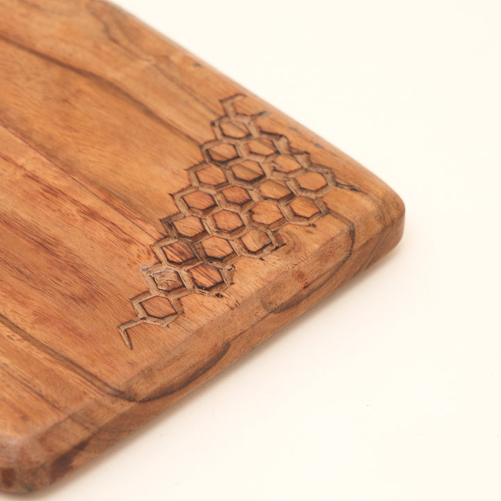 Acacia Wood Handcrafted Chopping Board with Handle, 6.75x14"