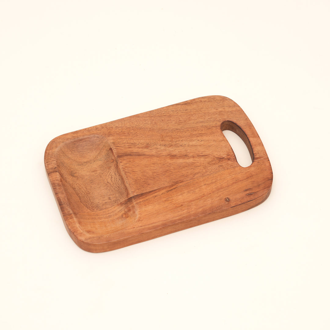 Handmade Acacia Wood Cutting Board with Handle, 7.75x12"