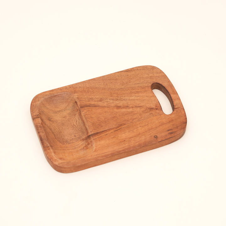 Handmade Acacia Wood Cutting Board with Handle, 7.75x12"