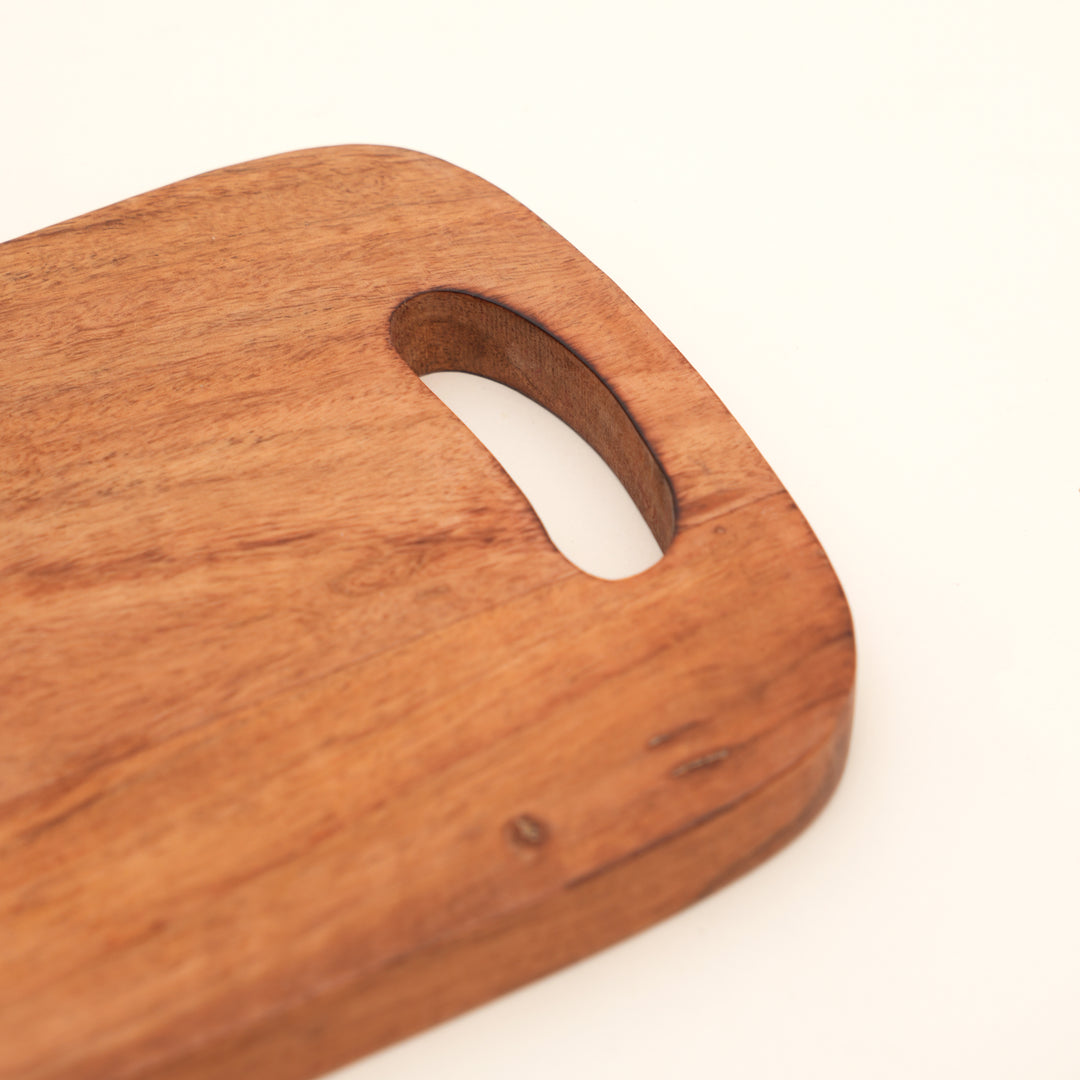 Handmade Acacia Wood Cutting Board with Handle, 7.75x12"