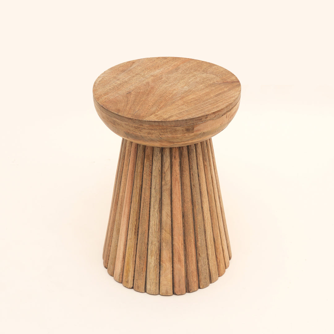 Hand Carved Mango Wood Accent Table Stool, 16x16x22"