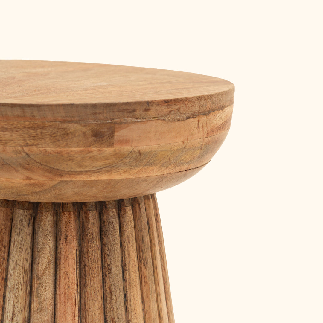 Hand Carved Mango Wood Accent Table Stool, 16x16x22"