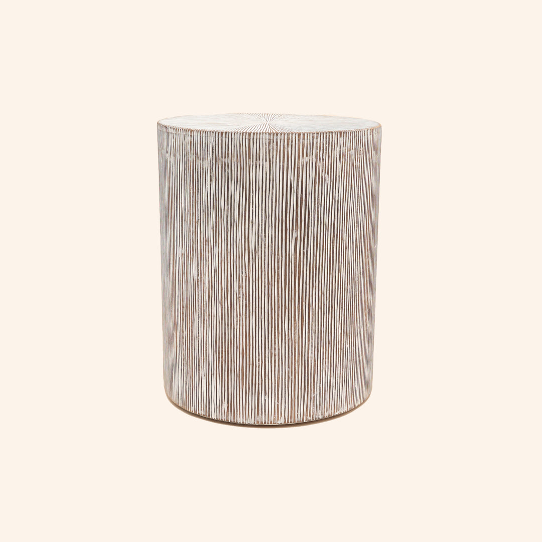 Hand Carved Wooden Stool Side Table | 18x18x22" | End Table