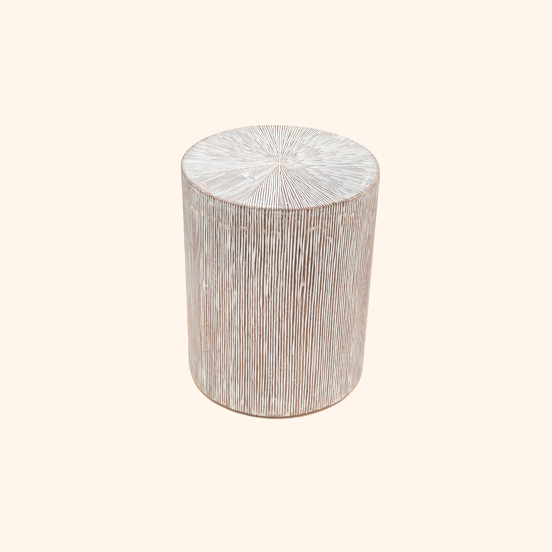 Hand Carved Wooden Stool Side Table | 18x18x22" | End Table
