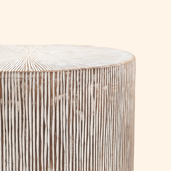 Hand Carved Wooden Stool Side Table | 18x18x22" | End Table