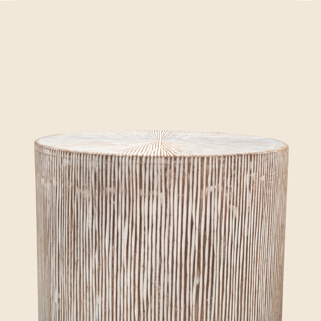 Hand Carved Wooden Stool Side Table | 18x18x22" | End Table