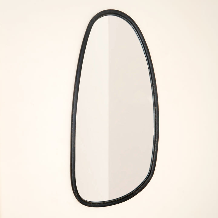 Wall Mirror with Blackwash Mango Wood Frame, Black, 28x60"