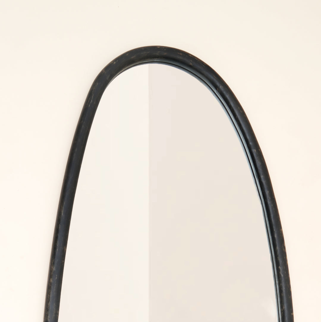 Wall Mirror with Blackwash Mango Wood Frame, Black, 28x60"